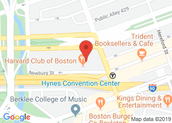 map of Harvard Club of Boston