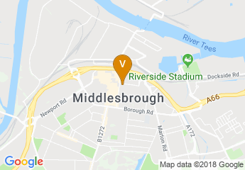 map of Middlesbrough Town Hall